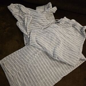 Light Grey & White Striped Pajama Set